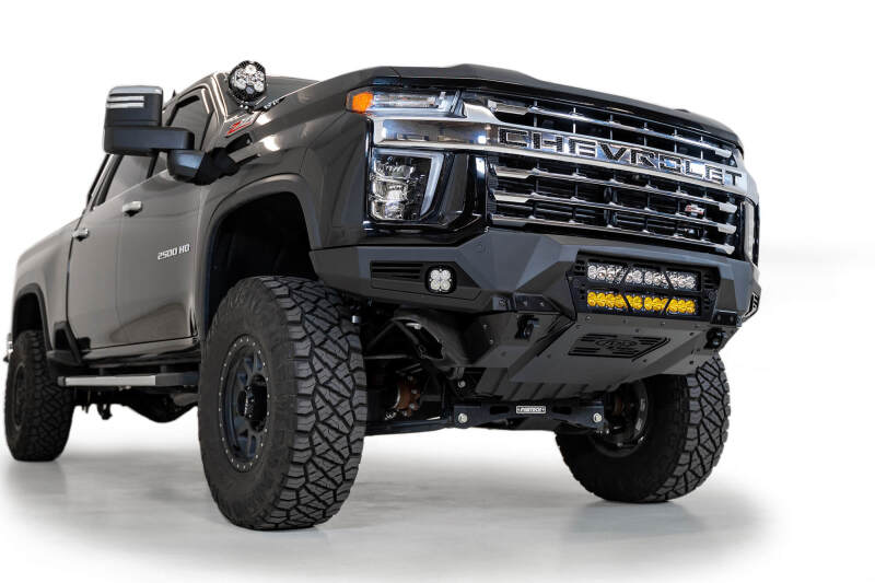 Chevrolet 3500 Front Bumper - Addictive Desert Designs - Bomber - Hammer Black with Satin Black Panels - `20-`27